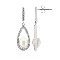 Boucles d'oreilles en argent et Perle blanche de culture d'eau douce