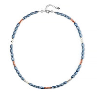 Collier en argent et Hématite bleu royal