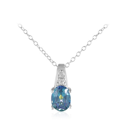 Collier en argent et Topaze mystique bleu pigeon