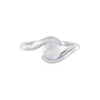 Bague en argent et Pierre de Lune arc-en-ciel