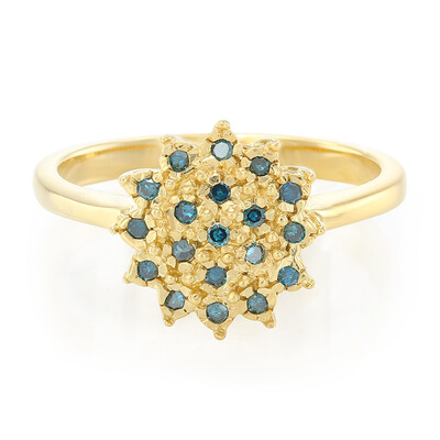 Bague en argent et Diamant bleu roi
