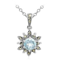 Collier en argent et Topaze bleu ciel