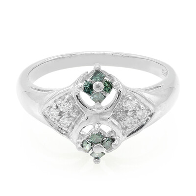 Bague en argent et Diamant vert forêt
