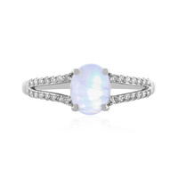 Bague en argent et Pierre de Lune arc-en-ciel