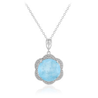 Collier en argent et Quartz bleu pastel