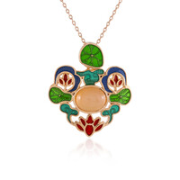 Collier en argent et Pierre de lune pêche (Adela Silber)