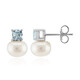Boucles d'oreilles en argent et Perle blanche de culture d'eau douce (Michelle Albala)