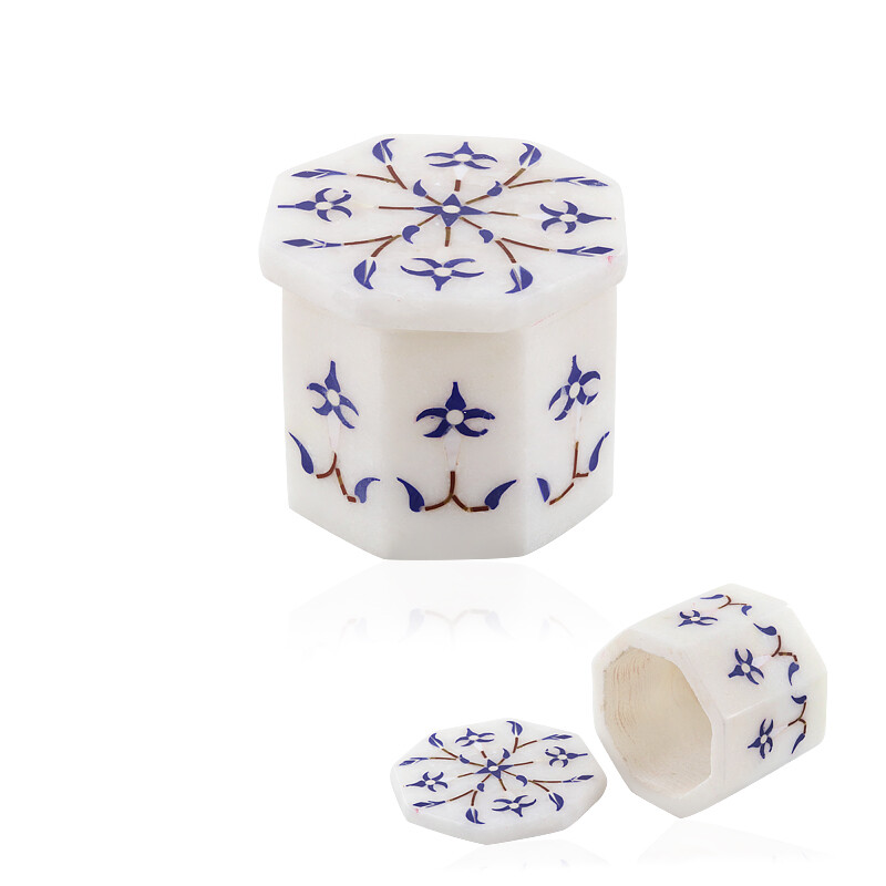 Pot De Fleurs En Marbre Blanc Incrusté Malachite - 3x3,5 Pouces - Fait Main Art Déco - Cadeau Floral