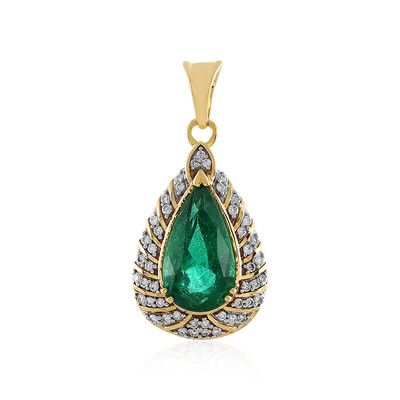 Pendentif en or et Emeraude de Zambie AAA (D'vyere)