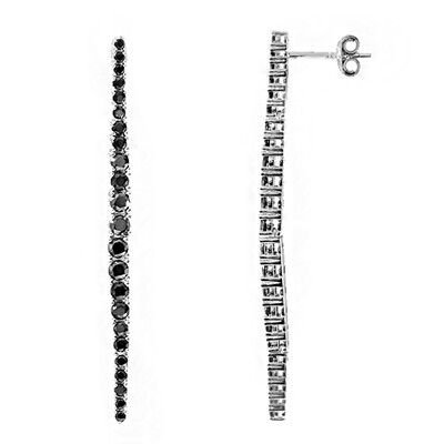 Boucles d'oreilles en argent et Spinelle noir