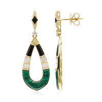 Boucles d'oreilles en or et Malachite (CIRARI)