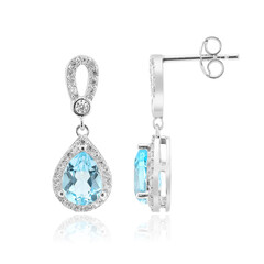 Boucles d'oreilles en argent et Topaze bleu ciel