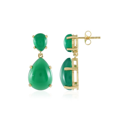 Boucles d'oreilles en argent et Calcédoine verte