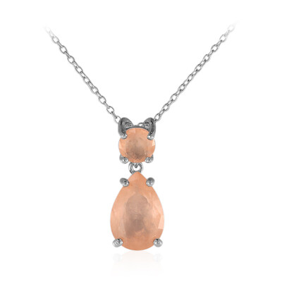 Collier en argent et Quartz pêche pastel