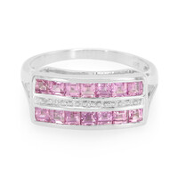 Bague en argent et Saphir rose de Ceylan