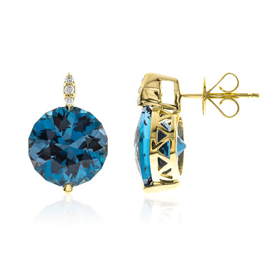 Boucles d'oreilles en or et Topaze bleu de Londres