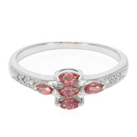 Bague en argent et Rubis rouge du soir