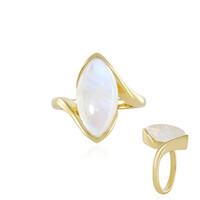Bague en argent et Pierre de Lune arc-en-ciel