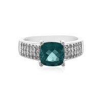 Bague en argent et Fluorite bleu pétrole de Belgique