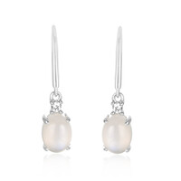 Boucles d'oreilles en argent et Pierre de lune de Tanzanie