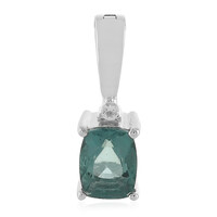 Pendentif en argent et Fluorite bleu pétrole de Belgique