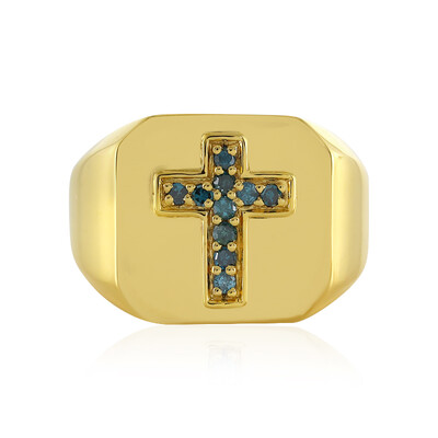 Bague en argent et Diamant bleu I4
