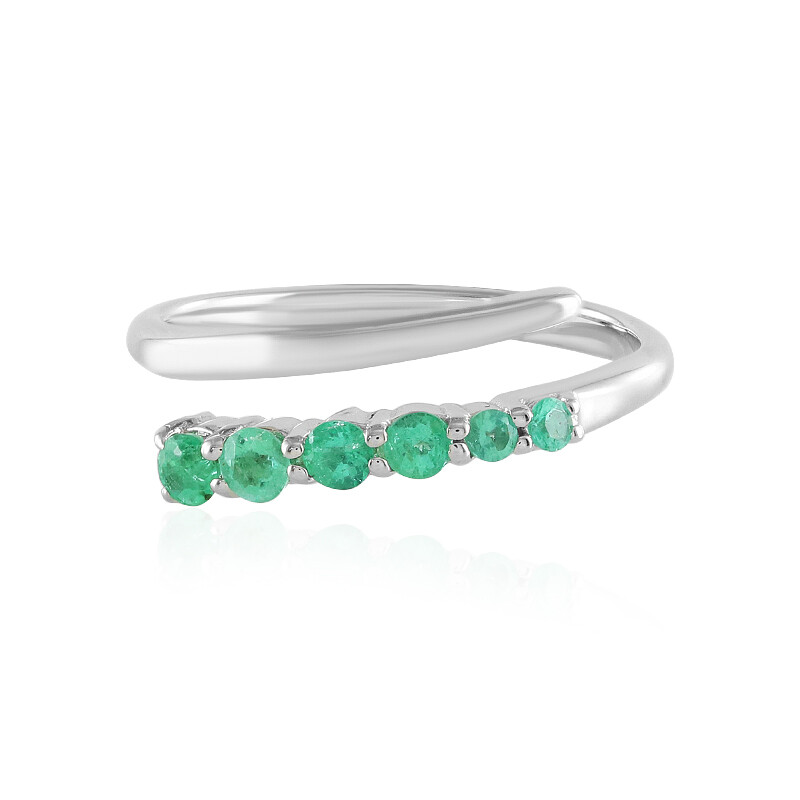 Bague en argent plaqué platine, diopside russe, 0,934ct