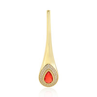Pendentif en argent et Opale rouge d'Éthiopie