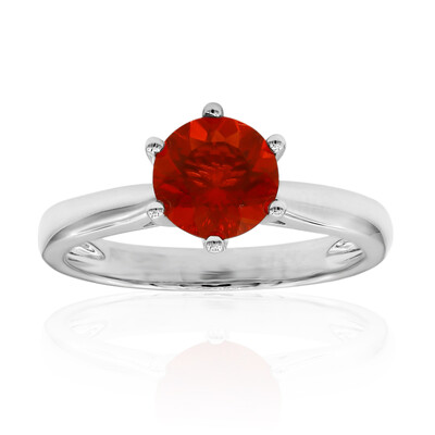 Bague en platine et Opale de Feu du Mexique