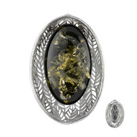 Pendentif en argent et Ambre vert de Baltique
