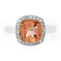 Bague en argent et Topaze mystique couleur pêche