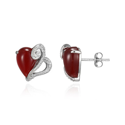 Boucles d'oreilles en argent et Agate rouge