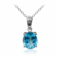 Collier en argent et Topaze bleue de Paraiba