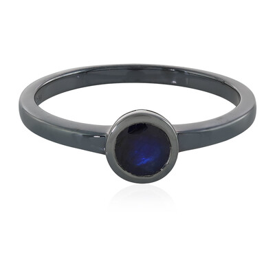 Bague en argent et Saphir bleu de Madagascar