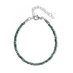 Bracelet en argent et Hématite mystique verte