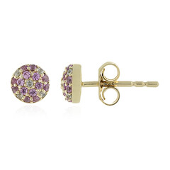 Boucles d'oreilles en or et Saphir parme