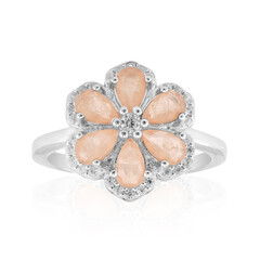 Bague en argent et Quartz pêche pastel