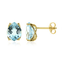 Boucles d'oreilles en or et Topaze bleu ciel