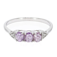 Bague en argent et Saphir pourpre de Ceylan non chauffé