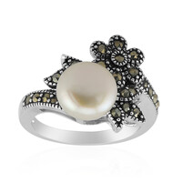 Bague en argent et Perle blanche de culture d'eau douce