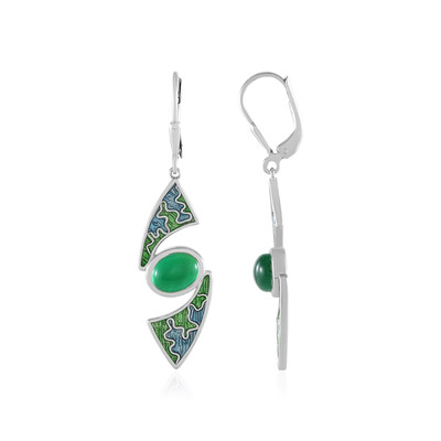 Boucles d'oreilles en argent et Onyx vert (Adela Silber)