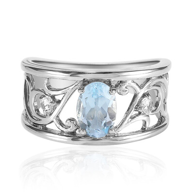Bague en argent et Topaze bleu ciel
