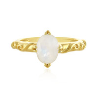 Bague en argent et Pierre de Lune arc-en-ciel
