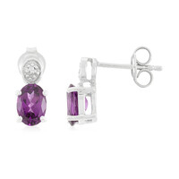 Boucles d'oreilles en argent et Grenat magenta