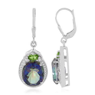 Boucles d'oreilles en argent et Quartz mystique bleu
