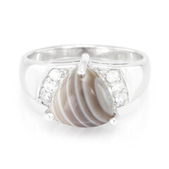 Bague pour homme en argent et Agate du Botswana