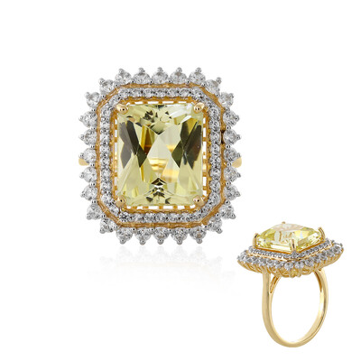 Bague en or et Kunzite jaune canari