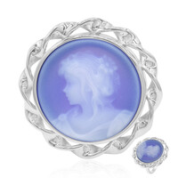 Bague en argent et Agate zonée bleue