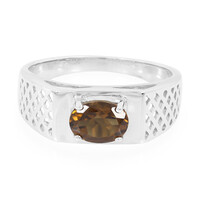 Bague pour homme en argent et Quartz cognac