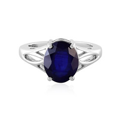Bague en argent et Saphir bleu de Madagascar